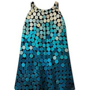 Blue Ombré Circles Curved-Hem Tank